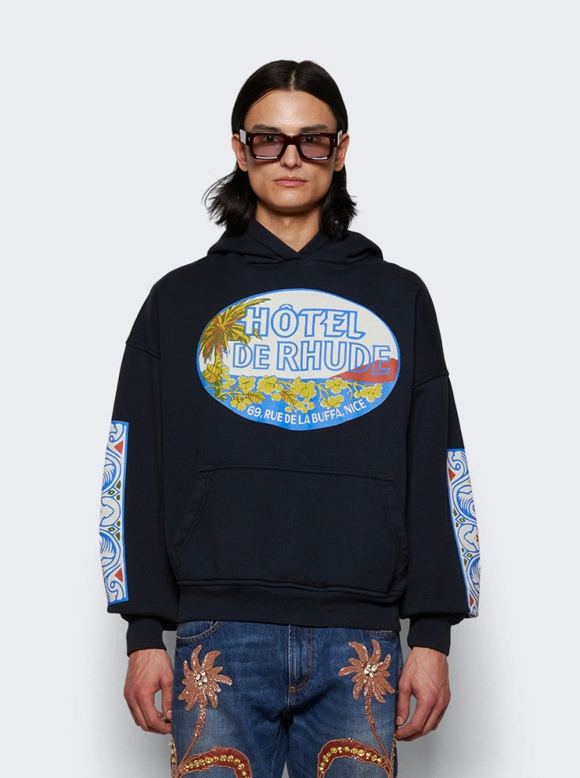 Rhude Hotel Hoodie Vintage Blue