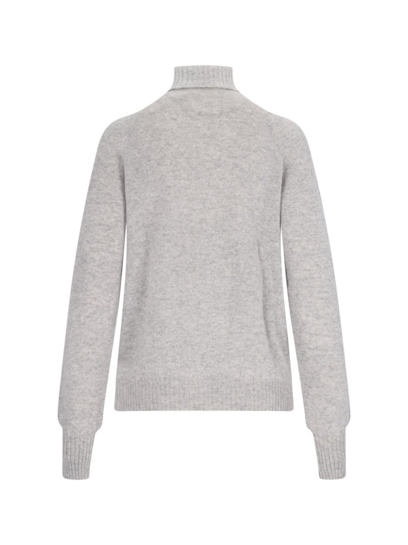 Ma'ry'ya Classic Turtleneck In Gray Melange Cashmere