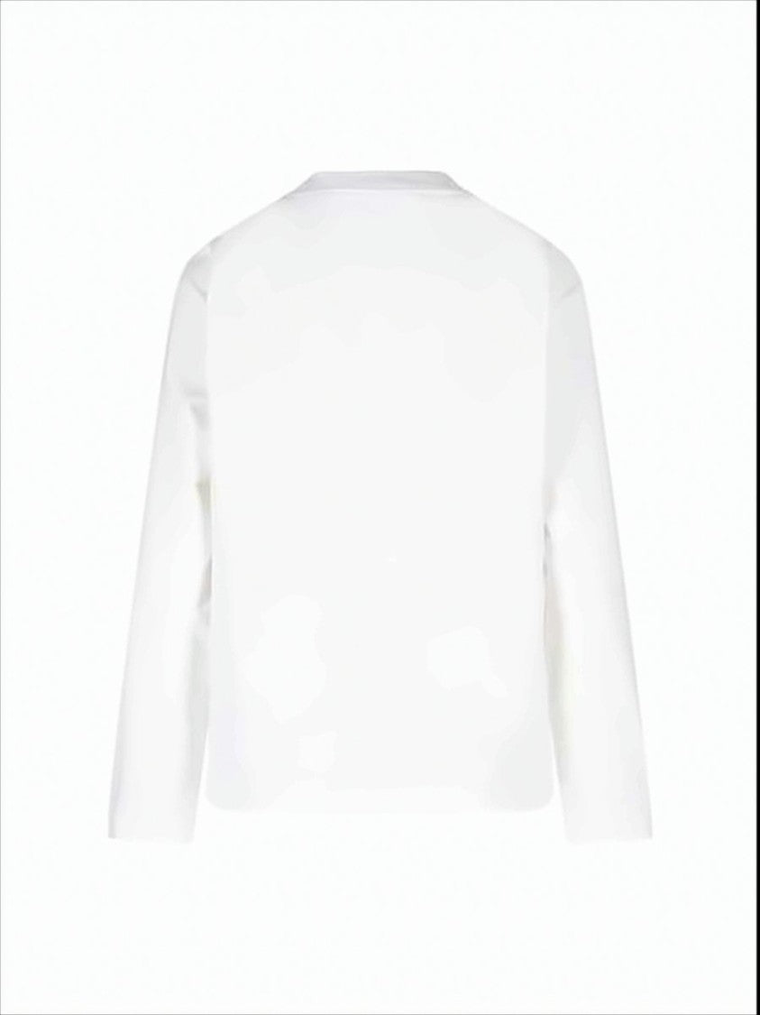 Jil Sander Minimalist Long-Sleeve White T-Shirt With Bold Logo