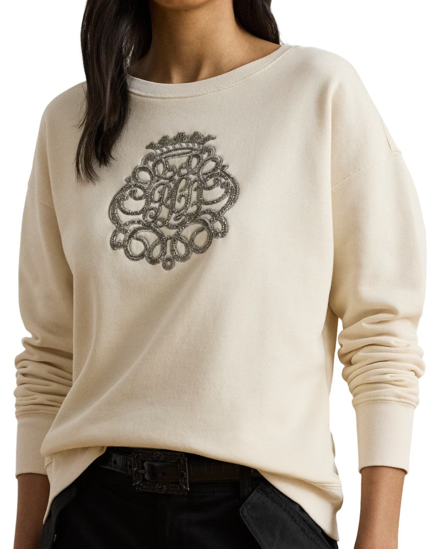Lauren Ralph Lauren Kappy Long Sleeve Sweatshirt In Mascarpone Cream