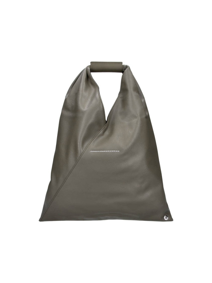 Mm6 By Maison Margiela Green Mini Japanese Faux Leather Triangular Tote Bag