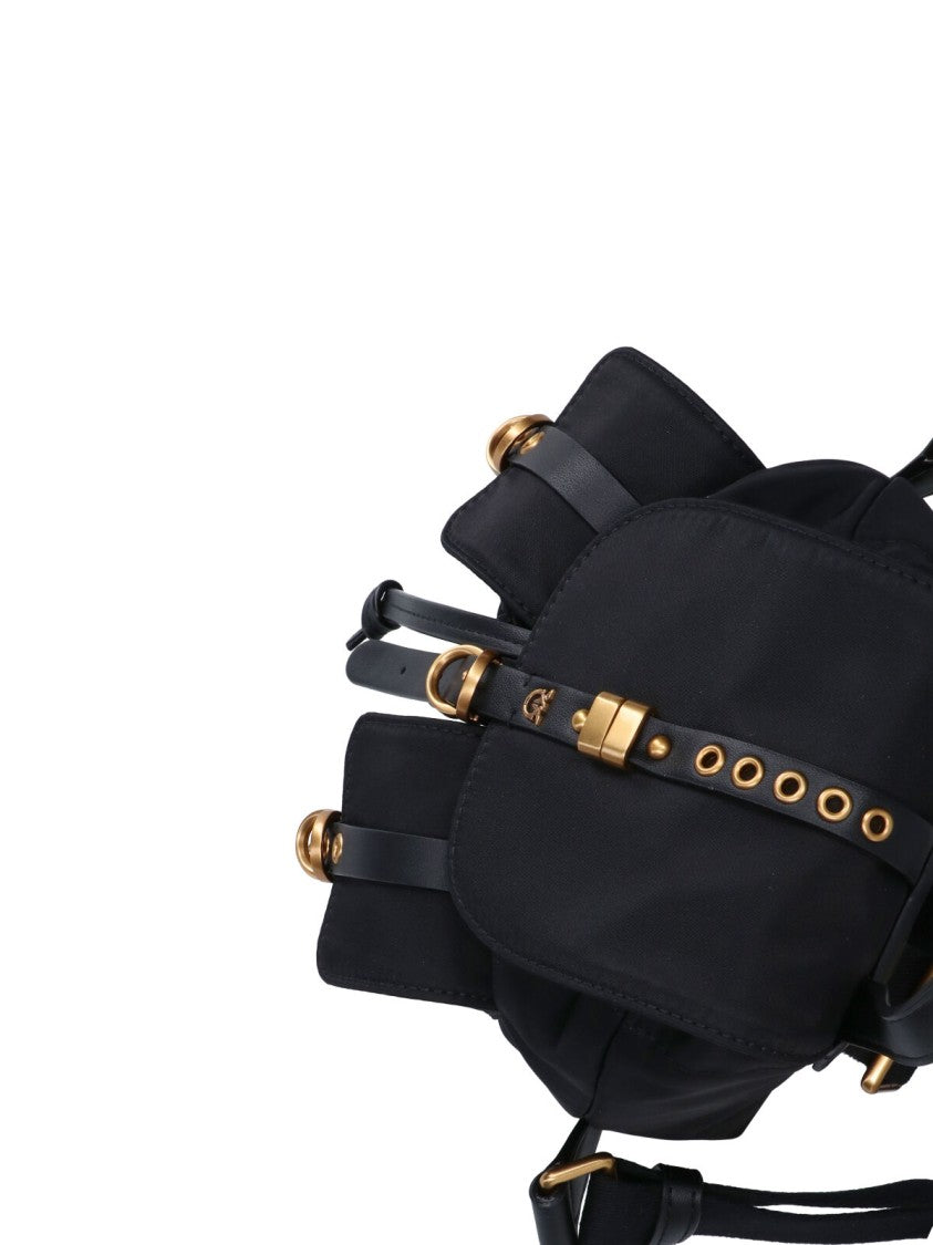 Pinko Black Compact Studs Leather Backpack