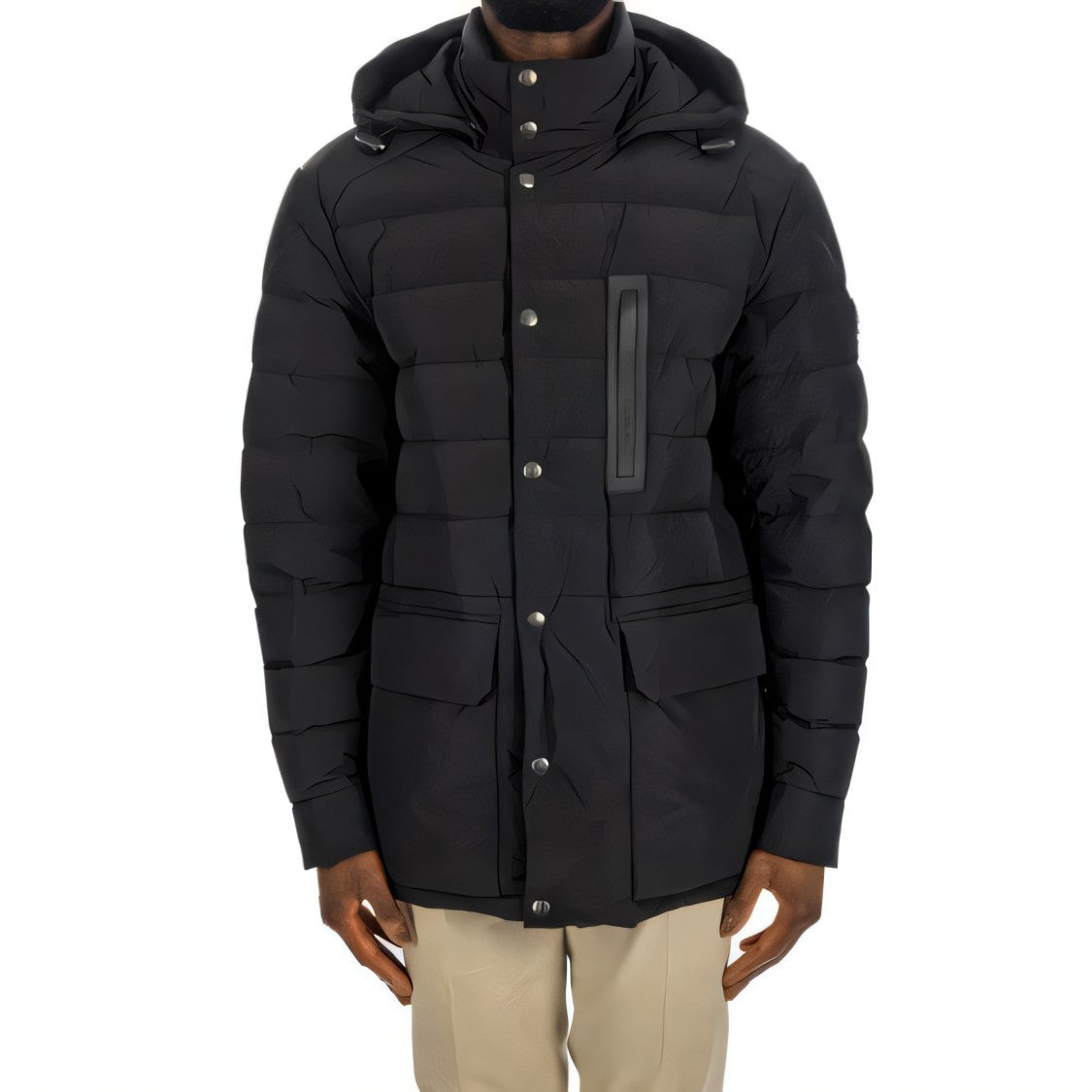 Moncler Quilted Down Coat With Hood And Functional Pockets