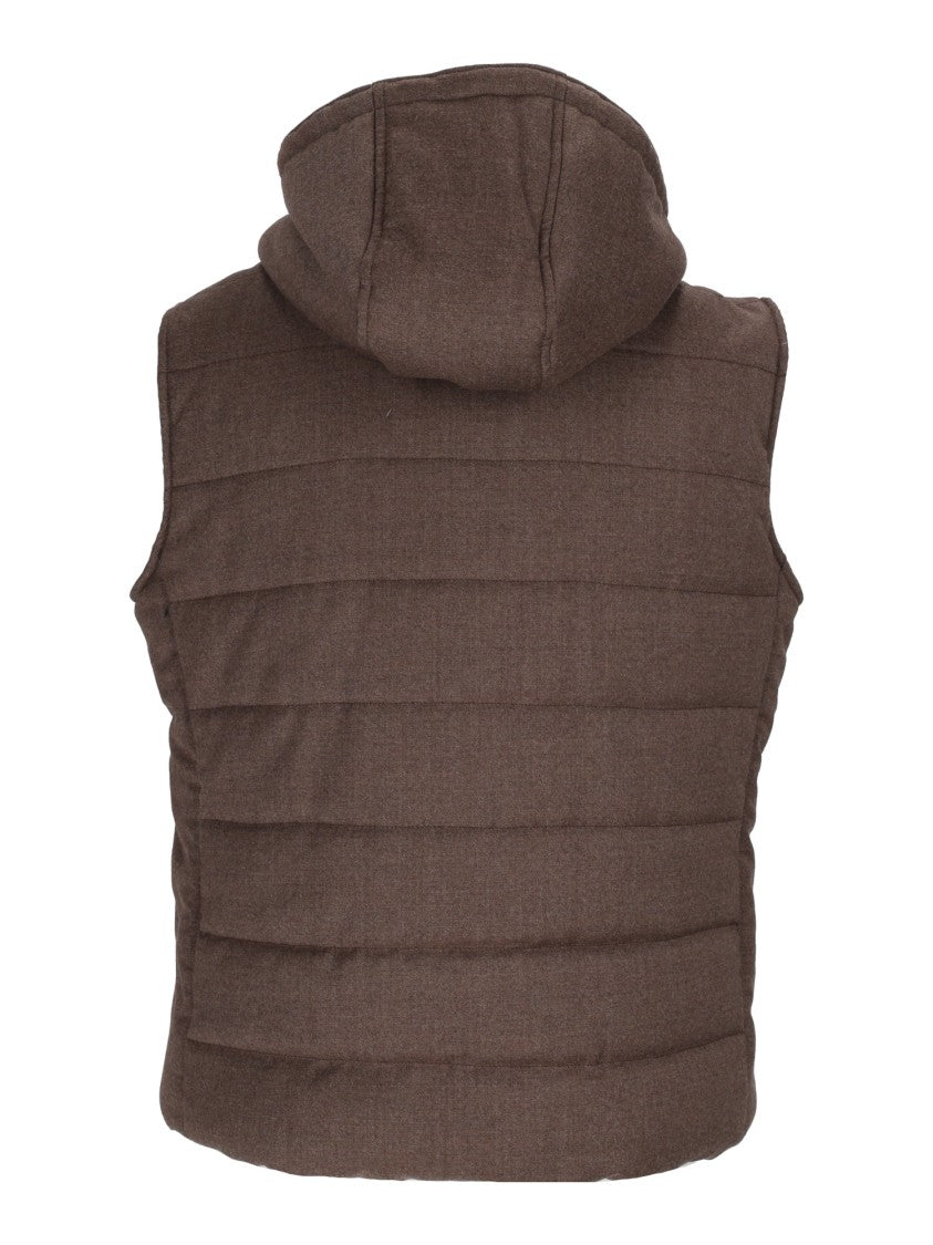 Brando-Lubiam Sleeveless Quilted Vest With Adjustable Hood And Front Zipper Closure