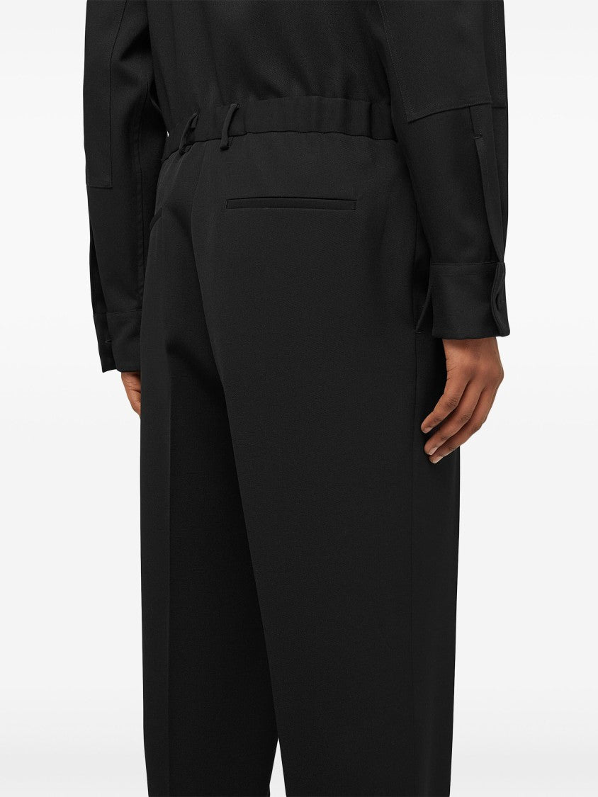 Jil Sander Black Tapered Wool Gabardine Trousers