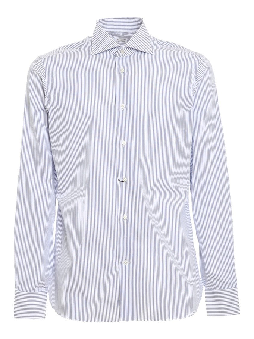 Borriello Blue Striped Cotton Shirt With Mother-Of-Pearl Buttons