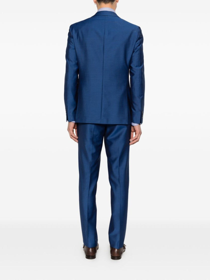 Luigi Bianchi Blue Zigzag Detail Tailored Suit