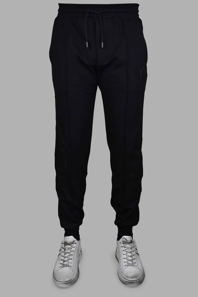 Giuseppe Zanotti Versatile Black Jogging Pants With Rhinestone Detailing
