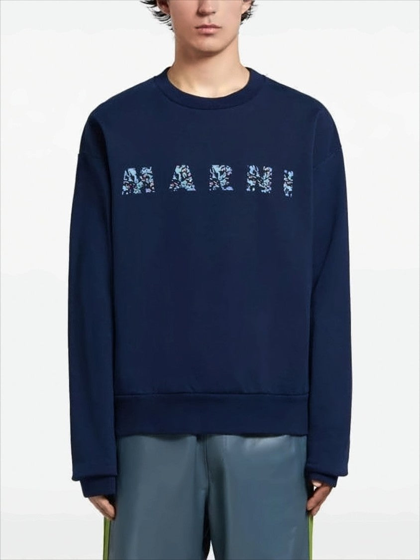 Marni Long-Sleeve Cotton Sweatshirt With Floral Logo Design