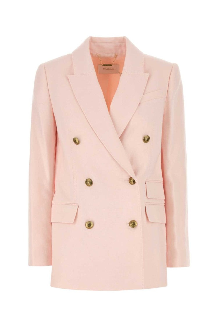 Zimmermann Pastel Pink Linen Crush Blazer
