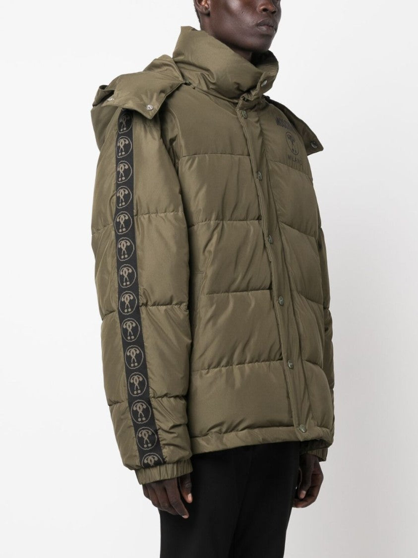 Moschino Logo-Print Padded Jacket With Detachable Hood