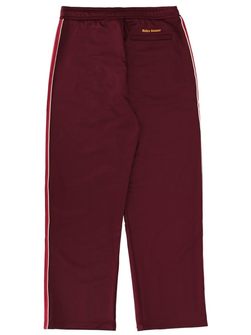 Wales Bonner Burgundy Polyester-Blend Striped Sweatpants
