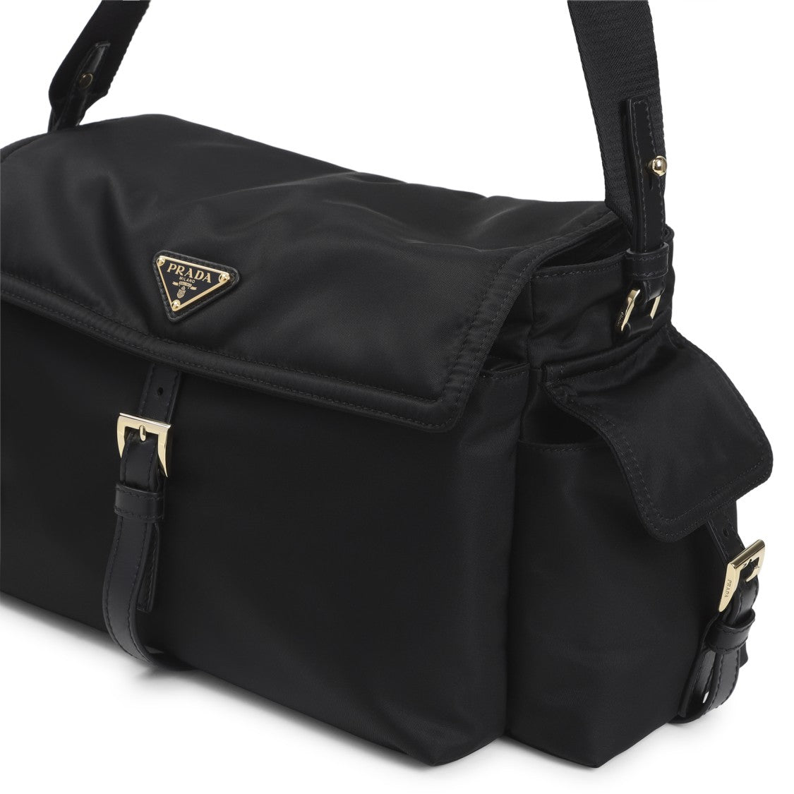 Prada Black Polyamide Handbag With Triangular Logo
