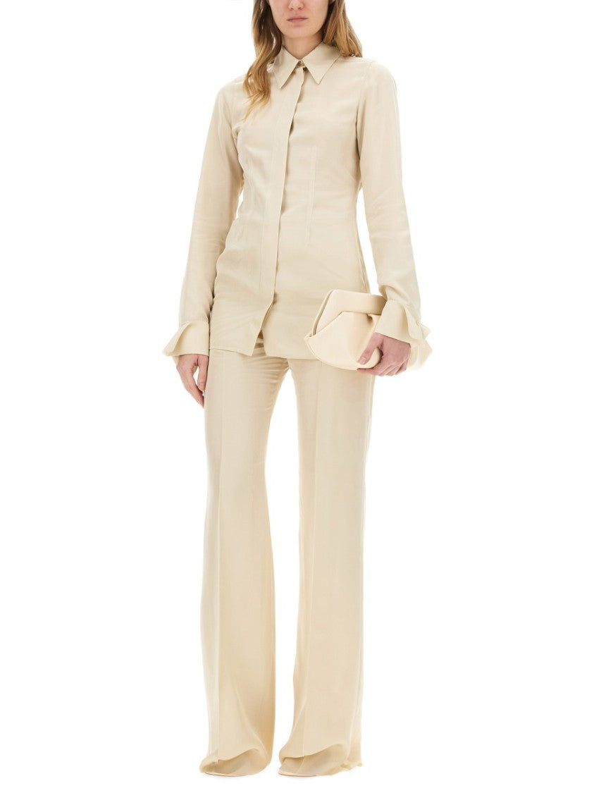 Sportmax Slim Fit Viscose Shirt With Unique Open Back Design