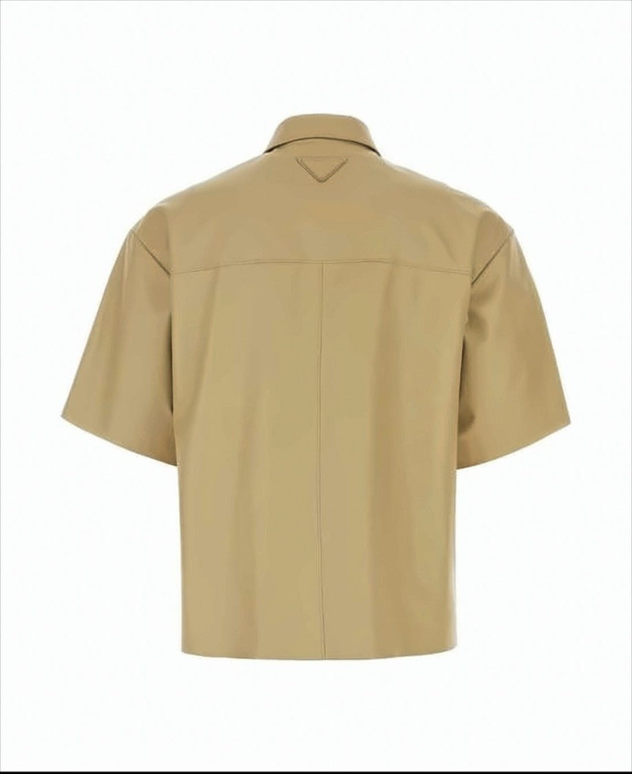 Prada Boxy Cropped Brown Short-Sleeved Shirt