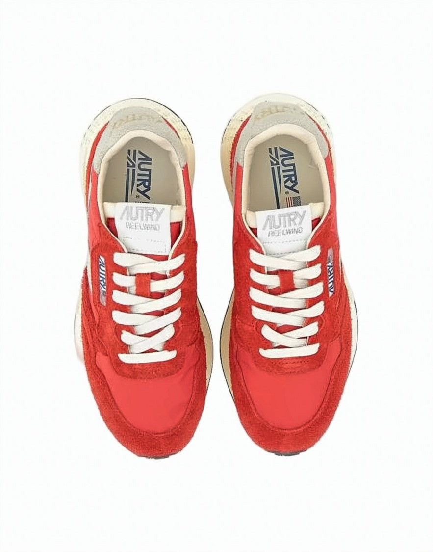 Autry Dynamic Red Suede And Nylon Sneakers