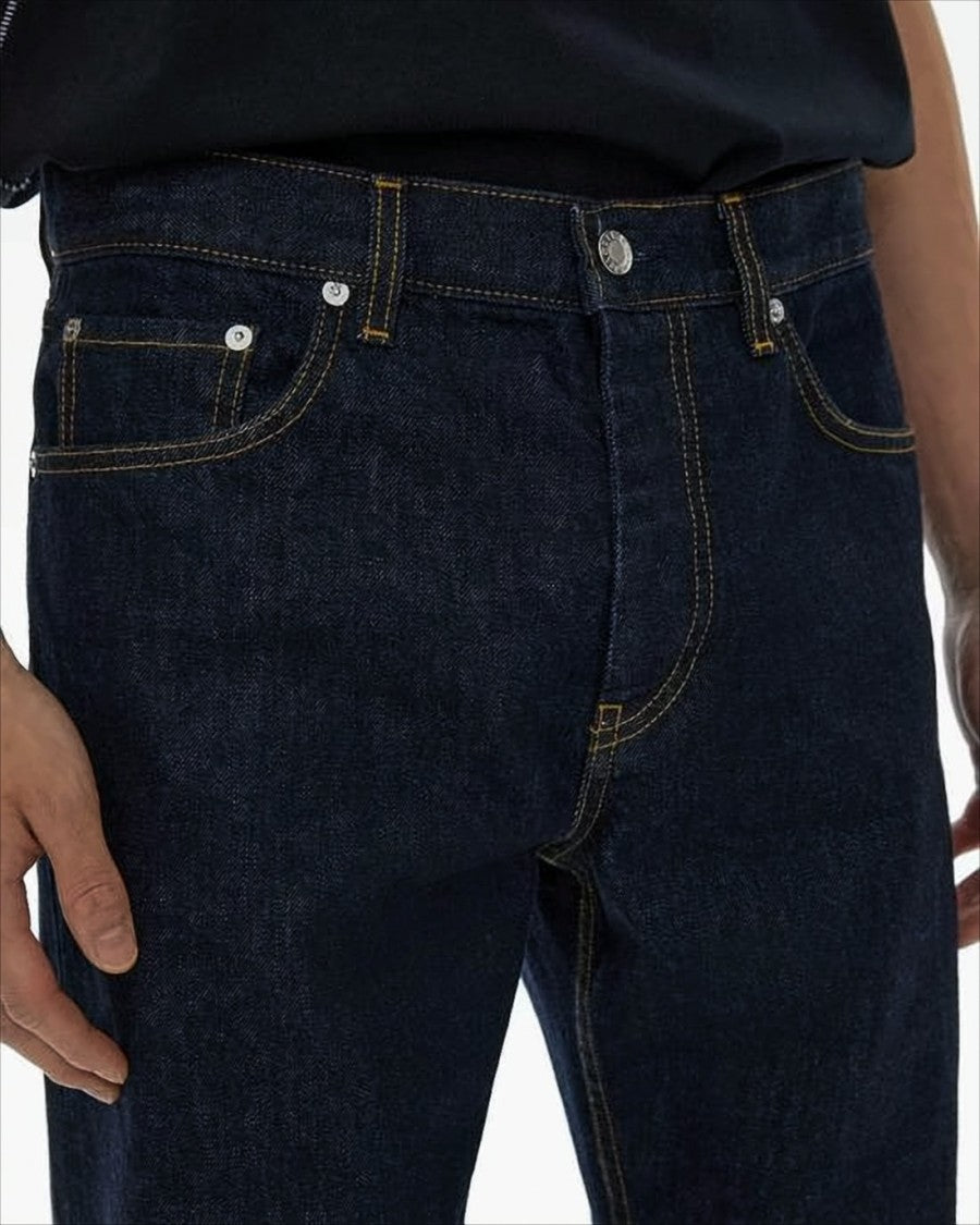 Helmut Lang Straight-Leg Denim Pants With Contrast Stitching And Rivet Details