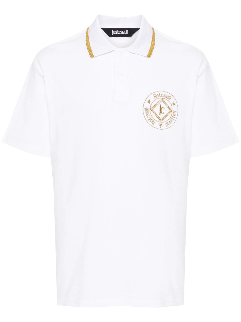 Just Cavalli Classic White Short Sleeve Polo Shirt