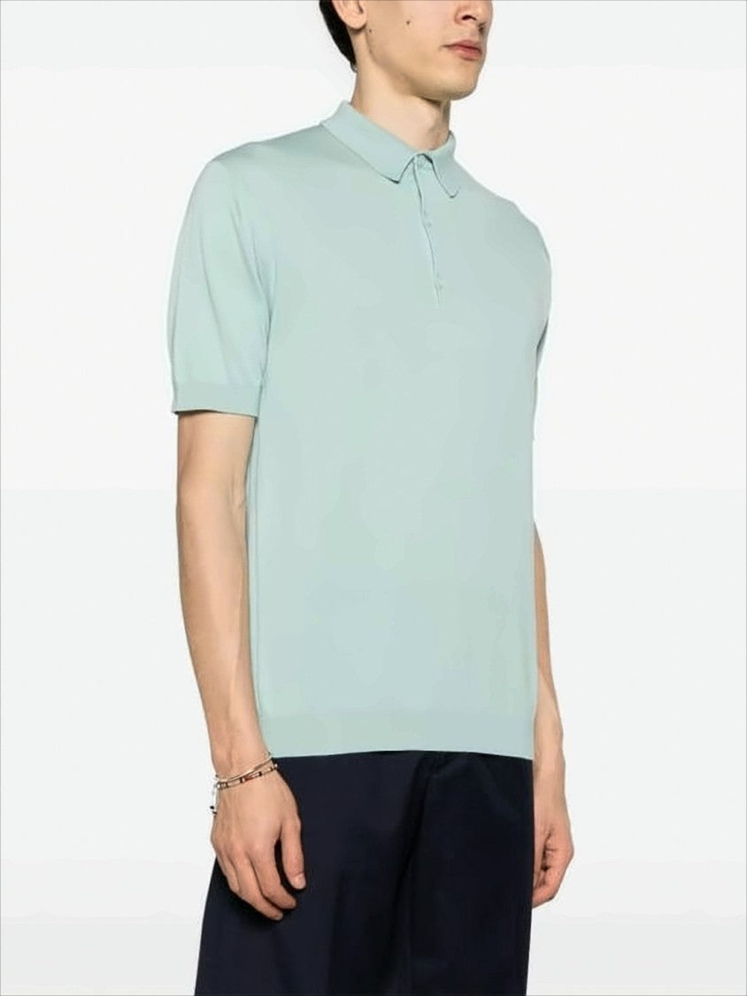John Smedley Short-Sleeved Polo Shirt With Classic Collar And Ribbed Cuffs