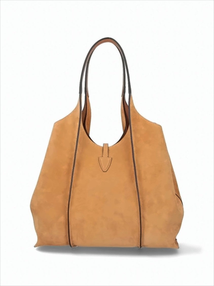 Tod's Spacious Suede Shoulder Bag With Metallic Buckle Closure