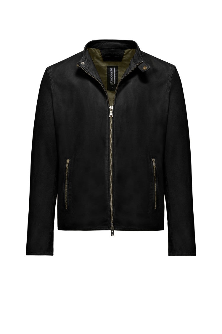 Bomboogie Genuine Lambskin Jacket Stand-Up Collar Silhouette