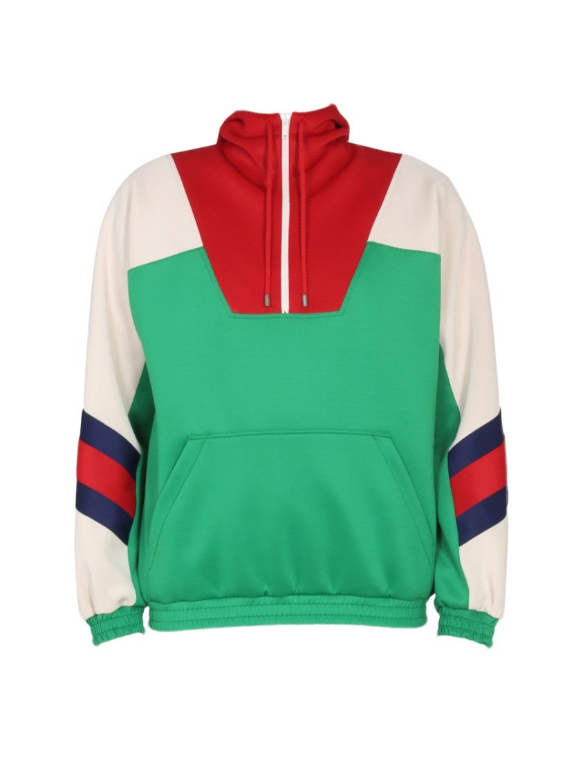 Gucci Sleek Black Zippered Jacket With Drawstring Hood