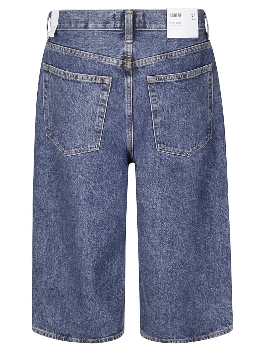 Agolde Beesley Shorts In Creased Indigo