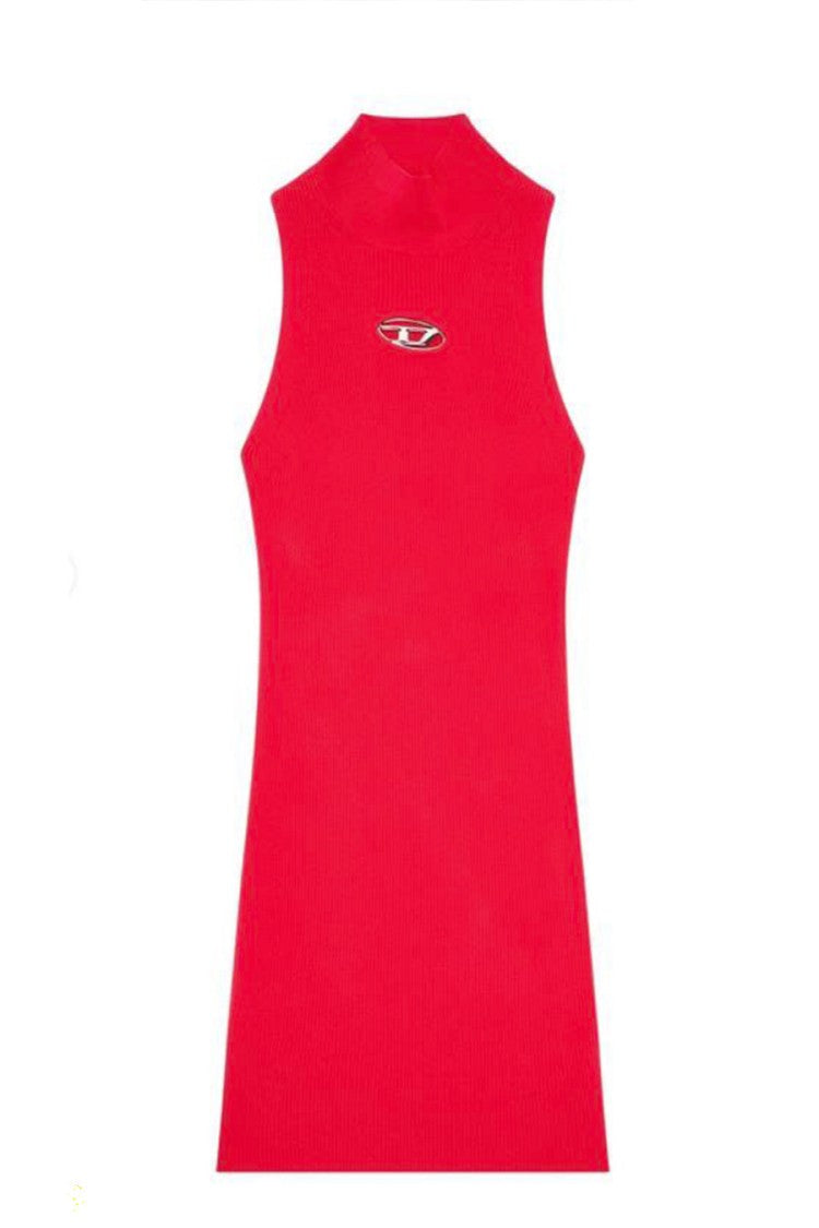 Diesel Red Viscose-Polyester Racerback Midi Dress