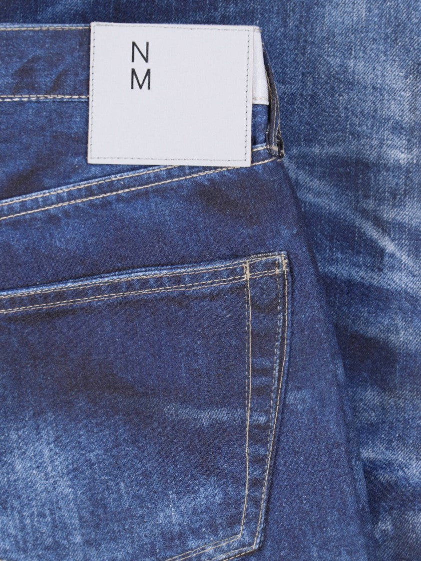 Junya Watanabe Blue Patchwork Distressed Straight Leg Jeans