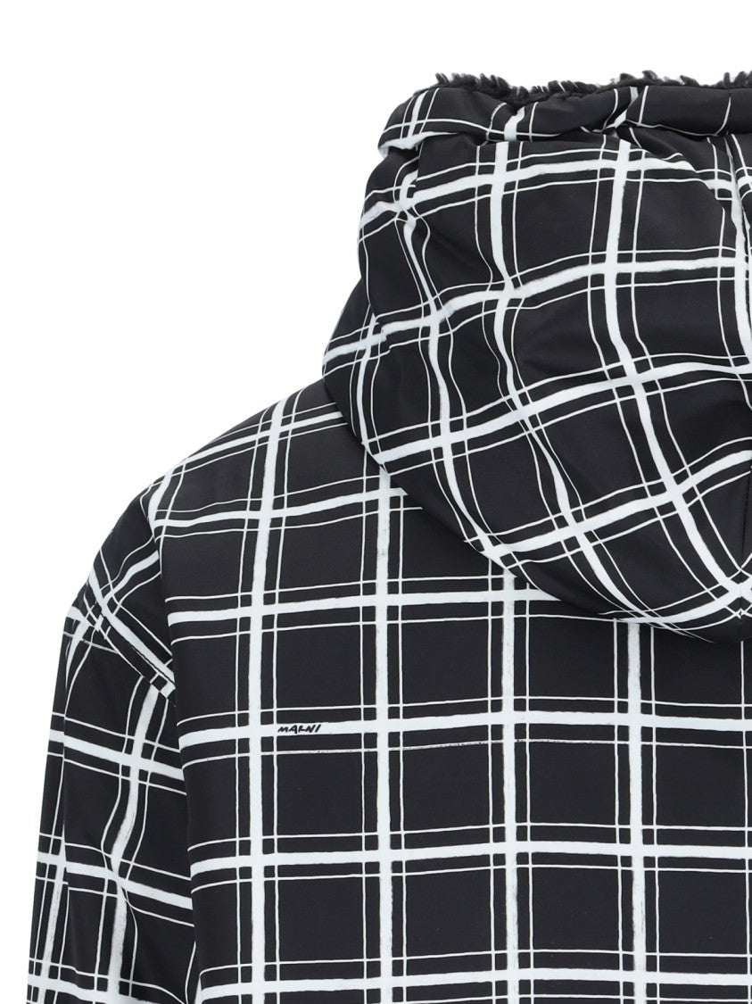 Marni Checked Quilted Puffer Jacket – Black