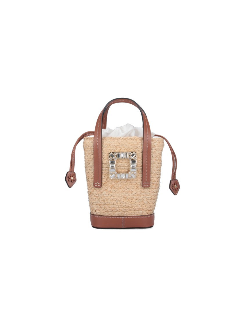 Roger Vivier Mini Shoulder Bag With Raffia Body