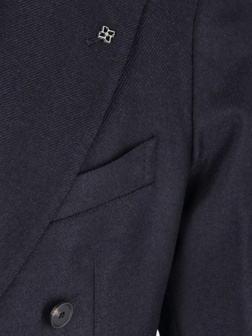 Tagliatore Blue Peak Lapel Virgin Wool Double-Breasted Blazer