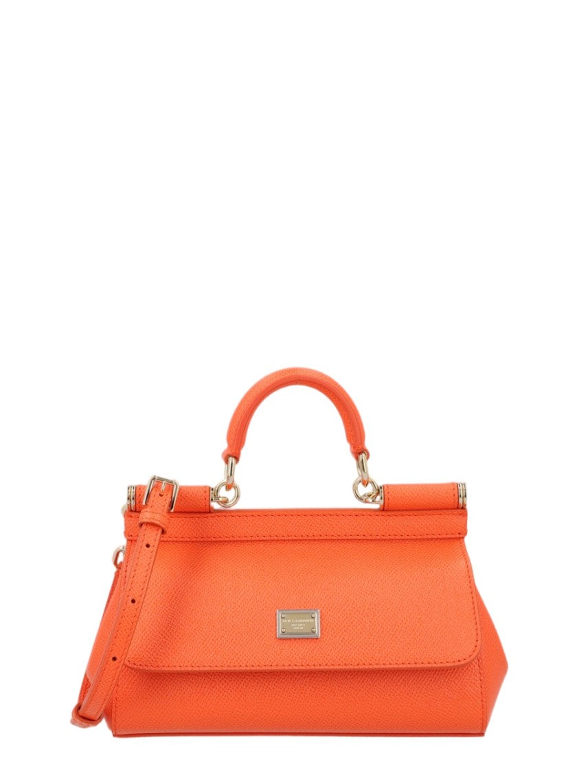 Dolce & Gabbana Trapezoidal Mini Handbag In Textured Leather With Gold-Tone Accents