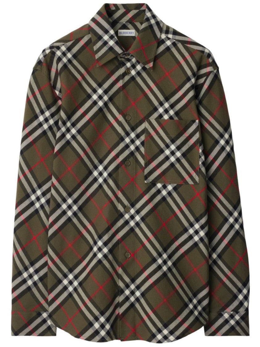 Burberry Plaid Wool Shirt With Button-Down Front