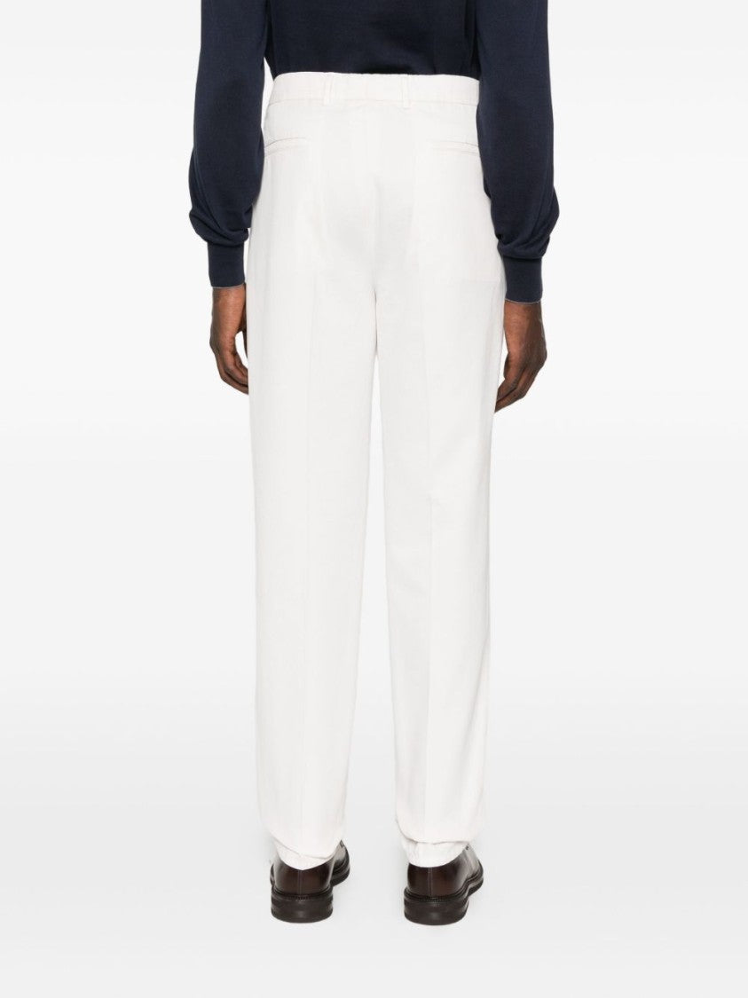 Brunello Cucinelli Tailored White Trousers With Classic Waistband