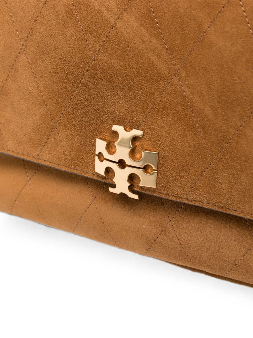 Tory Burch Quilted Suede Gold-Tone Chain Shoulder Bag