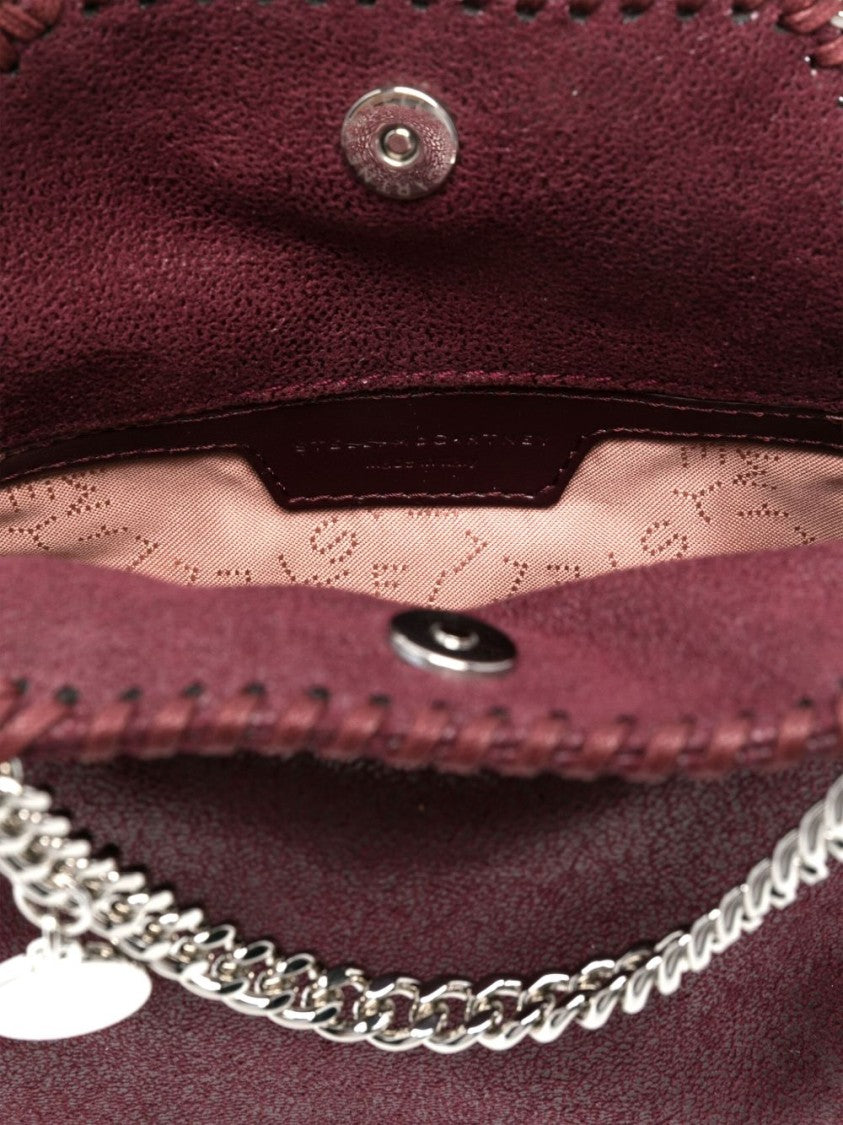 Stella Mccartney Bordeaux Red Bag With Chain-Link Handles And Logo Charm