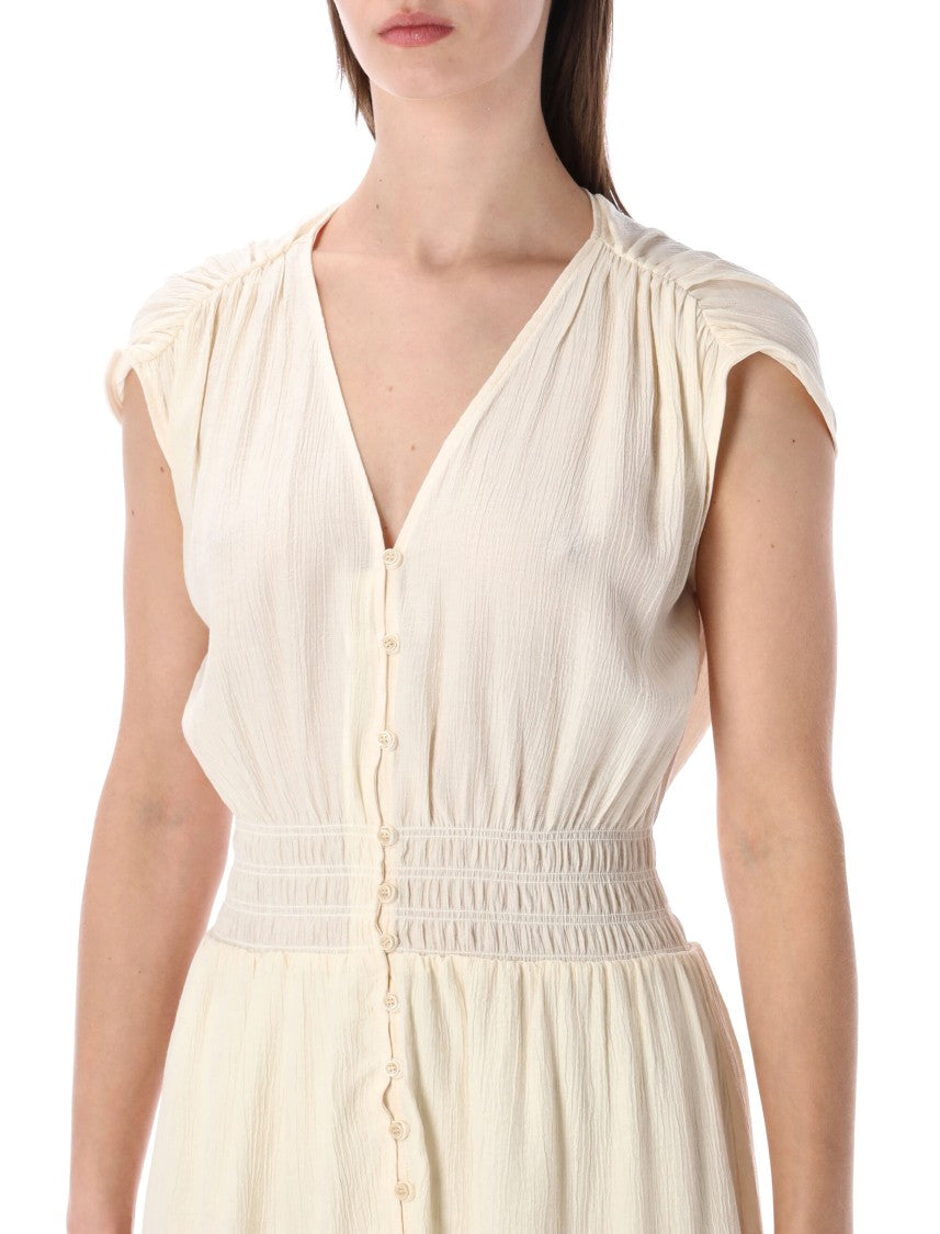Sessùn Sleeveless Midi Dress With Ruched Accents And V-Neckline