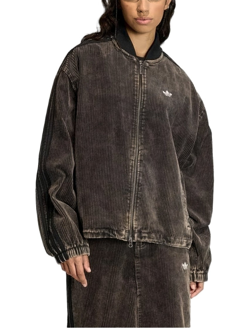 Adidas Ribbed Corduroy Jacket In Washed Black