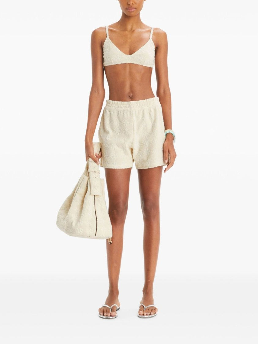 Tory Burch White Jacquard Logo Shorts