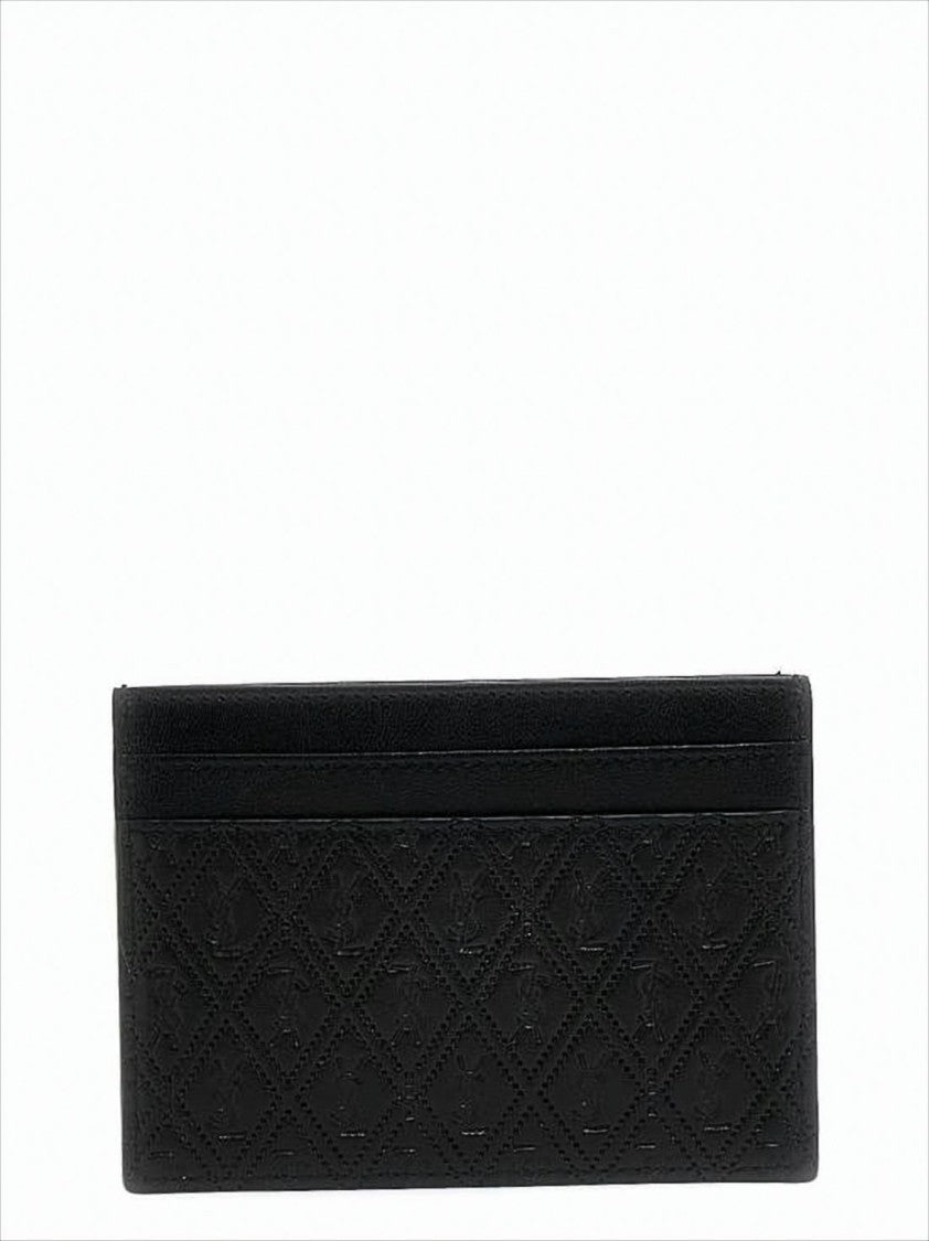 Saint Laurent Textured Diamond Pattern Card Wallet