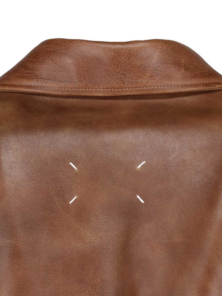 Maison Margiela Brown Worn-In Effect Calfskin Leather Jacket
