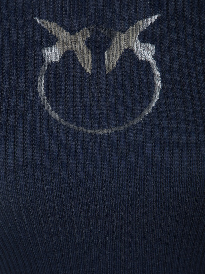 Pinko Ribbed Texture Blue Sweater