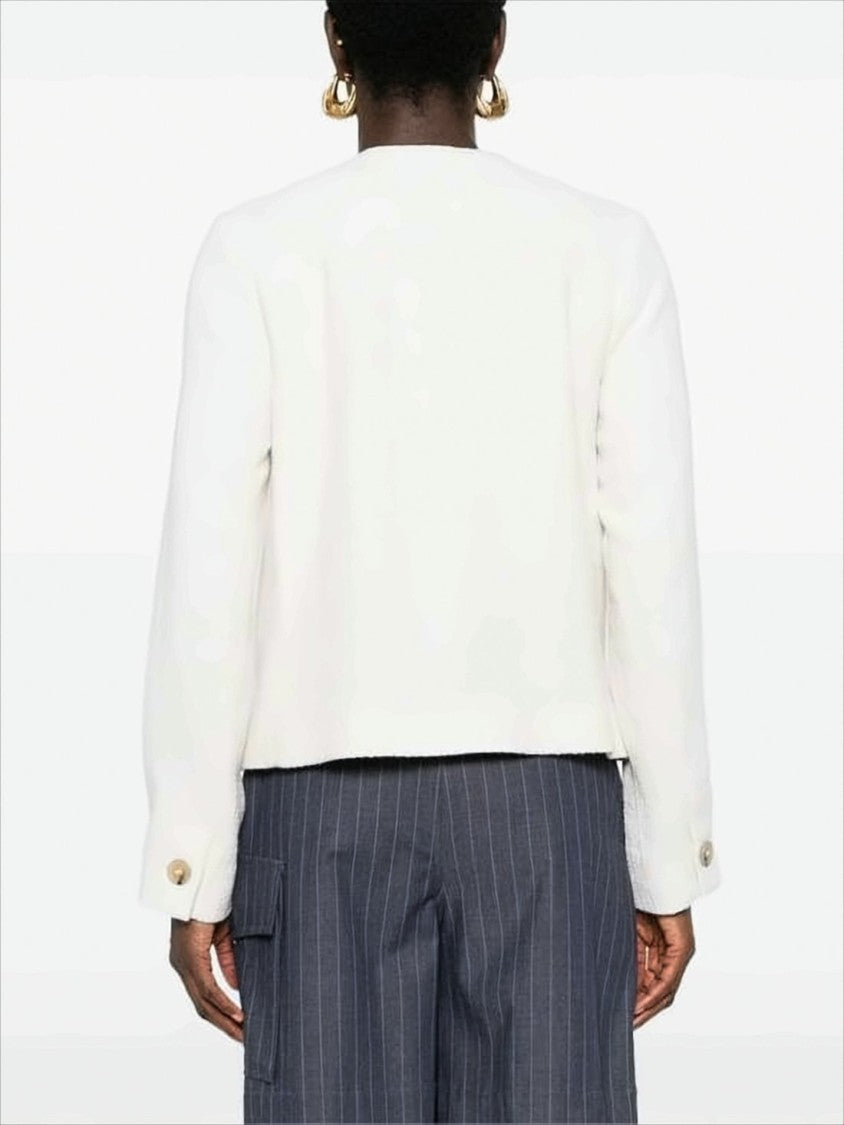 A.P.C. Cropped Textured Jacket With Button Closure