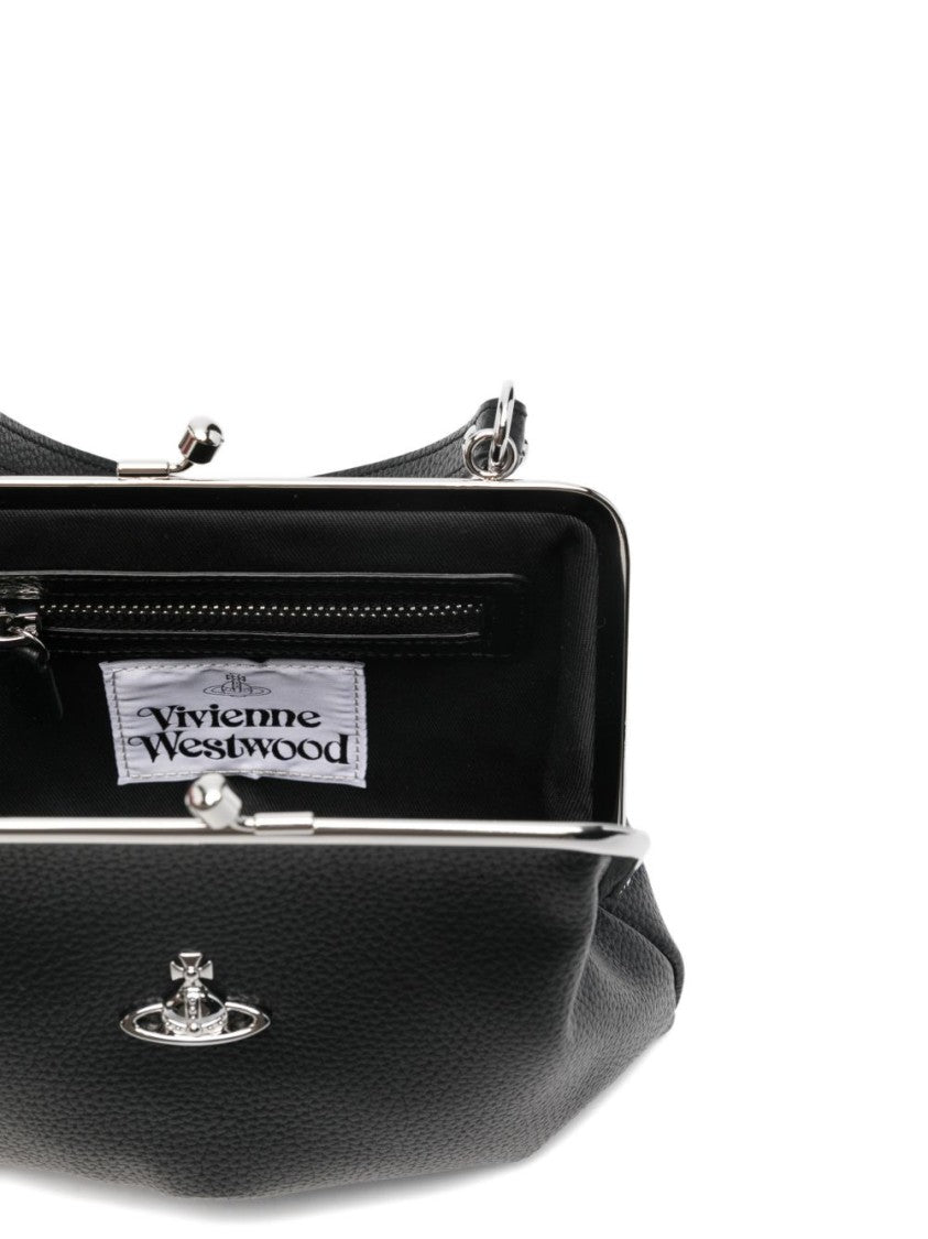 Vivienne Westwood Black Structured Pebbled Leather Chain Wallet