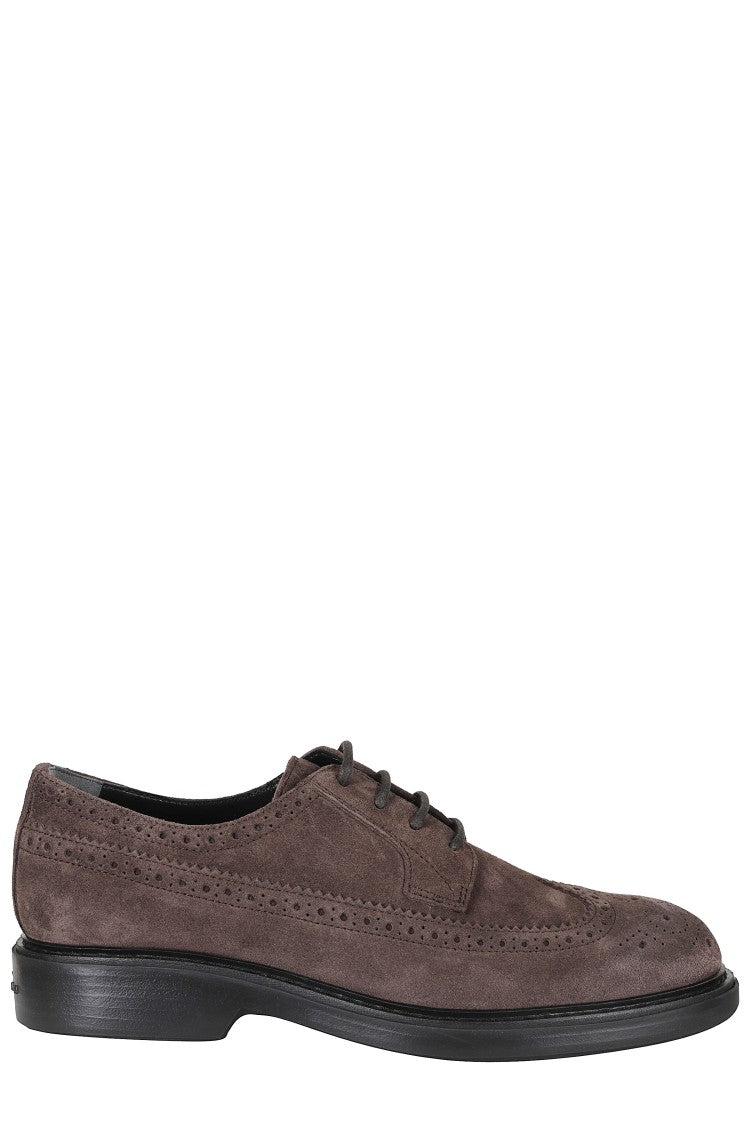 Hogan Brown H704 Perforated Embellishments Suede Brogues