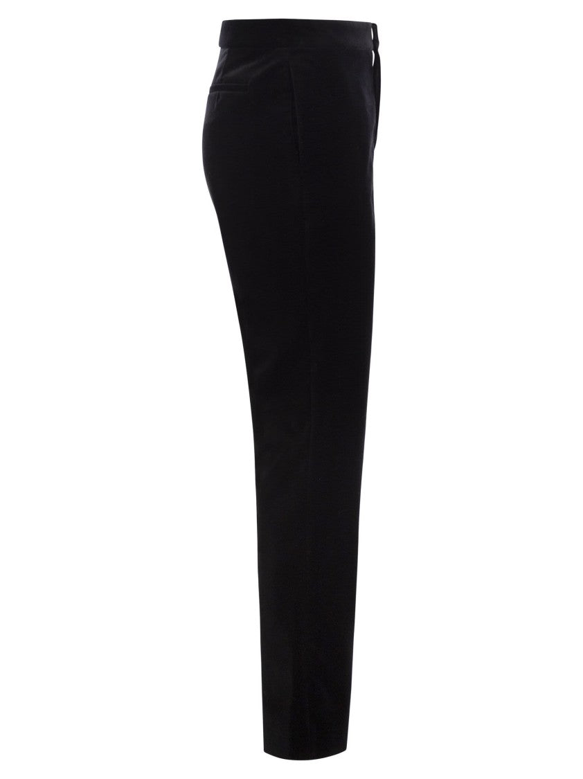 Fabiana Filippi Velvet-Textured Regular Fit Trousers With Side Pockets