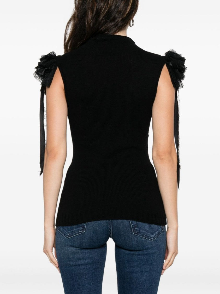 Alberta Ferretti Sleeveless Top With Ruffled Tulle Detailing