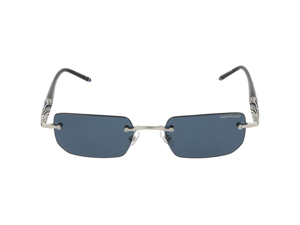 Montblanc Silver Rimless Rectangular Metal Sunglasses