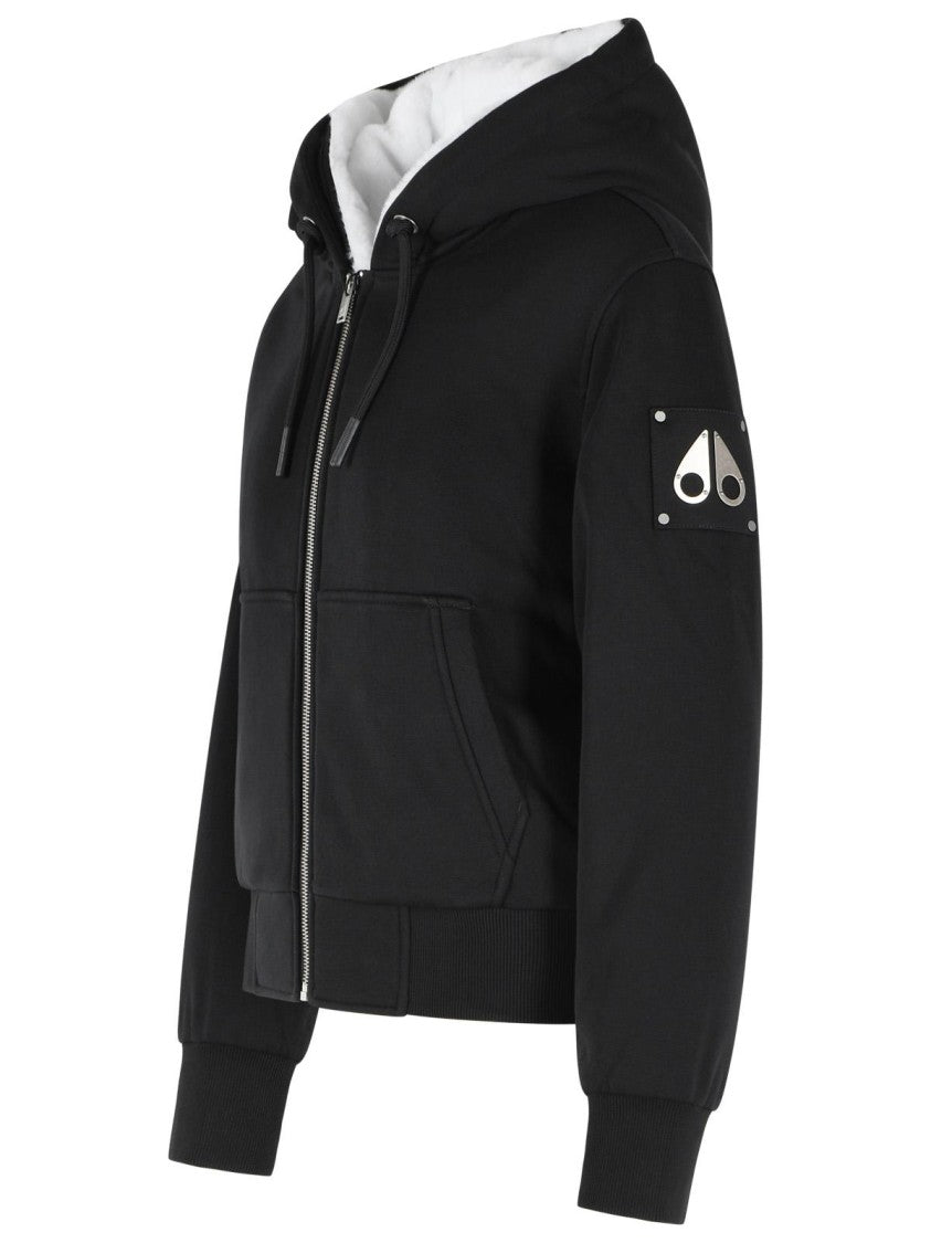 Moose Knuckles Black Cotton Blend Sweatshirt With Removable Inner Insert